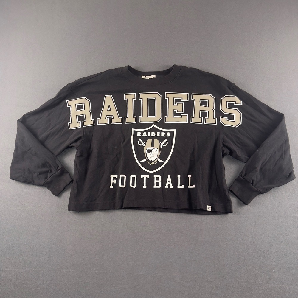 '47 Brand Las Vegas Raiders Women Small Black Cropped Long Sleeve T-Shirt NFL